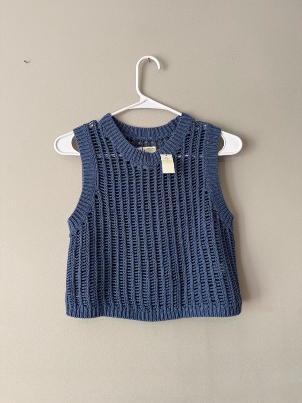 Aerie Blue Open-Knit Sleeveless Sweater